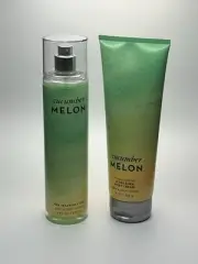 2 Bath & Body Works Cucumber Melon Fragrance Body Mist & Body Lotion 8 oz Set