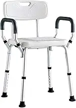 FFSPIIO Elderly Bath Stool, with Backrest Handle Anti-Slip Legs Adjustable Height Bathtub Stool Adults Elderly Disabled Bathroom Chair Shower Chair