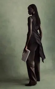 [Bottega Veneta] Mid-Rise Leather Barrel-Leg Pants