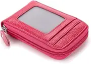 [SKUZA] Wallet,Card Bag,Female Leather Fashion Slim Wallet Purse Unisex Portable Solid Color Leisure Zipper Wallets, Card Cases & Money Organisers for Men Women (Yellow) (Color : Rose Red)