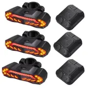 110dB Bike Alarm Safety Warning Light Turn Signal Rechargeable Universal 3 Packs
