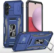 Slide Camera Cover for Samsung Galaxy A15 4G,Kickstand with Built-in 360° Rotate Magnetic Ring Stand Shockproof Protective Armor Cover,Blue