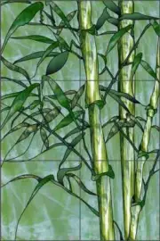 Bamboo Tile Mural Paned Expressions Tropical Art Ceramic Backsplash OB-PES35