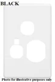 2x Clipsal COVERS For C2015VXN Single Socket With Extra Switch & Neon BLACK