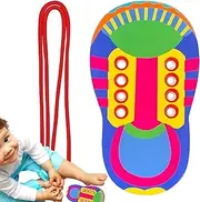[Generic] Kids Learn to Tie Shoe Laces - Learn to Tie Shoelaces Fine Motor Toy - Shoelace Threading Teaching Toys Kindergarten Learning Activities Toy Safe Shoes Learning Tool