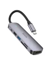 Hoco 6 in 1 Multi Function Hub - HDMI, Card Reader, USB-C,USB-A 2.0/3.0 (HB28)
