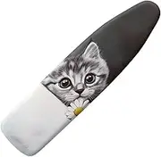ZIATUBLES Ironing Board Cover Daisy Cat Grey Print Heat Resistant Iron Padding Covers with Hook and Loop Fastener Straps Home Accessories for Laundry Clothing Shop, L