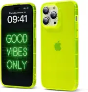 Flourescent Yellow Case for iPhone 15 Pro Max w/Bumper Edge/Slim & Neon Green