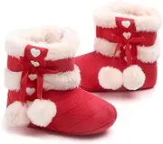 Yardenfun 1 Pair Christmas Baby Toddler Shoes Newborn Prewalker Infants Winter Shoes Anti-Slip Plush Shoes for Toddler Baby Infant Shoes Baby Snow Boots Baby Baby Prewalkers Baby Shoes