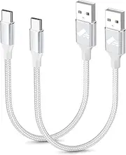 [Aioneus] USB C Cable 2Pack 0.3M, Short USB A to USB Type C Charger Cable Braided USB C Cord Fast Charging for Samsung Galaxy S23 S22 S21 S20 S10 S9, Huawei P40 P30 P20, Switch etc. All Type C Devices