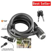 Universal Fit 6FT KryptoFlex Steel Cable Lock - Keys Included for Maximum Safety