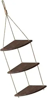 GOOHOCHY Retro Storage Rack Shelf Wall Storage Rack Wooden Wall Flower Pot Hanging Storage Planter Pot Board Wall Flowerpot Rack Corner Hanging Rack Rope Coffee