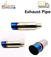 Half Blue Exhaust Pipe Tip Rear Tail Throat Muffler Stainless Steel Accessories