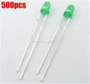 500Pcs Led 3Mm Green Color Green Light Diffused Super Bright Ic New cr