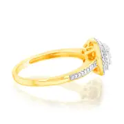 9ct Yellow Gold Cushion Shaped Fancy Ring with 32 Round Brilliant Cut Diamonds, S