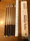 Set 6 Fondue forks by Oster stainless steel with wood handles 10.5"