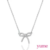在飛比找Yahoo奇摩購物中心優惠-YUME 緞帶蝴蝶結滿鑽項鍊