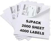 SJPACK Half Page Self Adhesive Shipping Labels, 8.5" x 5.5" Compatible With Laser & Inkjet Printers - 2 Per Sheet (2000 Sheets, 4000 Labels)