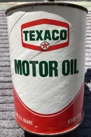 Vintage Texaco Motor Oil Can Full 1 Qt. (NOS) New Old Stock Never Opened