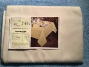 Vintage Celanese Fortrel Linen Blend Oval Tablecloth 52” x 70” Beige