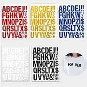 5 Sheets Iron on Letters for Clothing,Granmagazz Iron on Letters, Heat Transfer Letters, 5 Colors Heat Transfer Vinyl Patches PET Alphabets Sticker T-Shirt Printing DIY Crafts Decorations