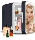 Skincare Fridge With Dimmable LED Light Mirror,4L Makeup Mini Fridge for Bedroom