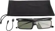 Active Shutter 3D Glasses, 144Hz Refresh Rate, Rechargeable, High Light Transmission, for DLP LINK 3D Projector, Suitable for Nearsighted People, Long Battery Life