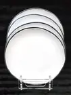 4 Rachel Ashwell Farmhouse White w Black Rim Melamine Dinner Plates 11" Matte