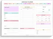 ADHD Daily Planner Notepad for Neurodivergent Adults - Productivity Daily Planner Desk Pad & Task Management to Stay Organized and Focused Note Pad (Rainbow, A4 Landscape)