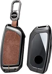 ontto Metal Leather Car Key Fob Cover Fit for BMW I7 X7 G07 LCI IX I20 X1 U11 7 Series G70 G09 XM U06 G81 M3 Energy 2023 2024 Key Holder case keyring Shell bag keychain accessories Brown 1