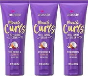 Aussie Miracle Curls Frizz Taming Cream 6.8 Ounce (Coconut & Jojoba Oil) (3 Pack)