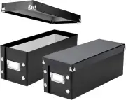 New CD Storage Box 2Pk Durable Disc Holders Lids Store 165 Discs Black 330 Liter