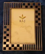 Raj Collection Picture Frame Metal Modern 5x7 NEW Squares Stripes
