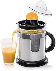 [Princess] 201975 Duo Juicer, Orange Juicer, Innovative Additional Juice Container, Suitable for All Citrus Fruits, 1.2 Litre Capacity, Silver/Black