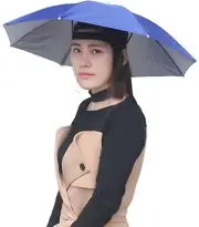 Adult Umbrella Hat, Folding Headwear 26" Hands Free Sunshade Double Layer Protec