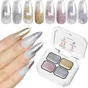 Nail Gel Paint Palette, 4 Colors Women Nail Craft Painting Gel, Long Lasting Fingernails Cosmetics, Manicure Gradient Polish for Beach, Gathering, Traveling, Wedding