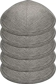 HolYudaica Pack of 5-Pcs - Hq Linen Kippah for Men & Boys, Yamaka Hat from Israel - Kippot Bulk (Light Grey, 19CM)