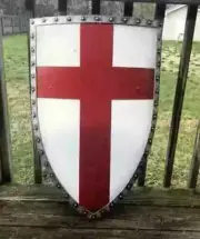 Medieval Knight Templar Heater Shield Red Cross Battle Crusader Warrior Armor