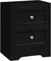 ALFORDSON Bedside Table Oak 2-Drawer Nightstand Cabinet 39cm x 39cm x 50cm Wooden Storage Organiser Side Chest End Table for Hallway, Bedroom and Living Room (Hampus - Black)