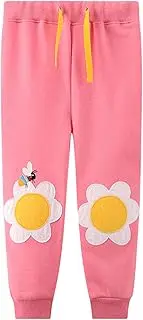[Libertepe] Toddler Kids Girls Drawstring Elastic Waist Jogger Pants Athletic Active Sweatpants Soft Tracksuit Harem Pants