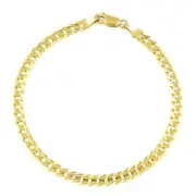 14K Yellow Gold Solid Mens/Women 5mm Cuban Curb Chain Link Bracelet 7"