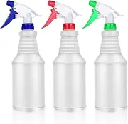 LAOJU Spray Bottles Empty Spray Bottle 3 Pack Refillable Plastic Spray Bottles 750ML Leak Proof Water Spraying Bottle with Colorful Trigger Sprayer for Cleaning Gardening Household