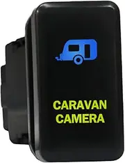 12V 3A ON-OFF Push Switch 8C43-BNG Laser etched CARAVAN CAMERA dual LEDs in BLUE LIGHT GREEN For Toyota Hilux LandCruiser 70 100 Kluger Prado 120 HiAce FJ Cruiser and more
