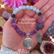 Evil Eye Protection, Lava Bead Charged Healing bracelet. Essential Oil Diffuser