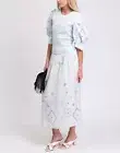 RRP €250 GANNI Midi Dress EU38 US8 UK12 L Blue Embroidered Eyelets Shirred