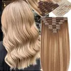 Thick Double Drawn Weft Clip In Remy Human Hair Extensions Full Head Highlight R