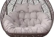 Hammock Swing Chair Cushion for 2 Persons Hanging Chair Cushion Only Thickened Patio Hanging Egg Chair Cushion Waterproof Double Seater Egg Chair Cushion Replacement Removable(B)