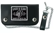 Authentic LUCKY 13 Panther Head Genuine Leather 6" Chain Wallet Black White NEW