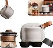 Teatsy Portable Tea Set - Heat-Resistant Borosilicate Glass Teapot with 360° Rotating Strainer, 3 Premium Cups & Travel Case for Home/Camping/Office Gifts (Black)