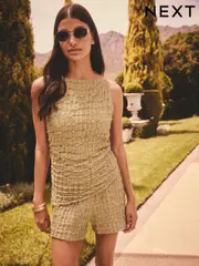 Khaki Green Textured Strappy Square Neck Top (AU4005) | $53